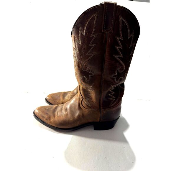Dan post genuine leather western boots country brown rodeo cowboy men 11.5 main image 5
